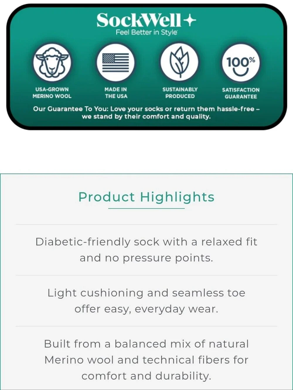 Sockwell▪️M/L Easy Does It Black&Gray Striped Crew Wool Socks Diabetic Friendly